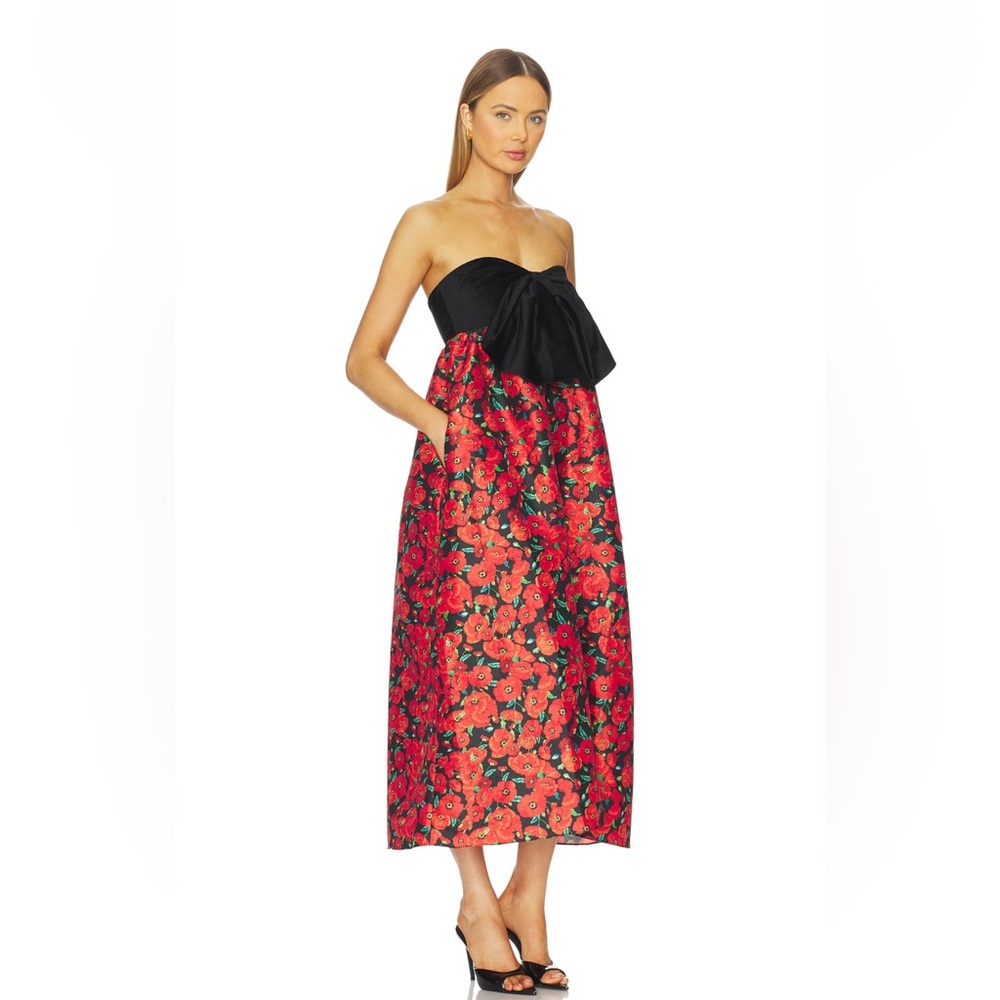 Kika Vargas Black and Red Strapless Dress